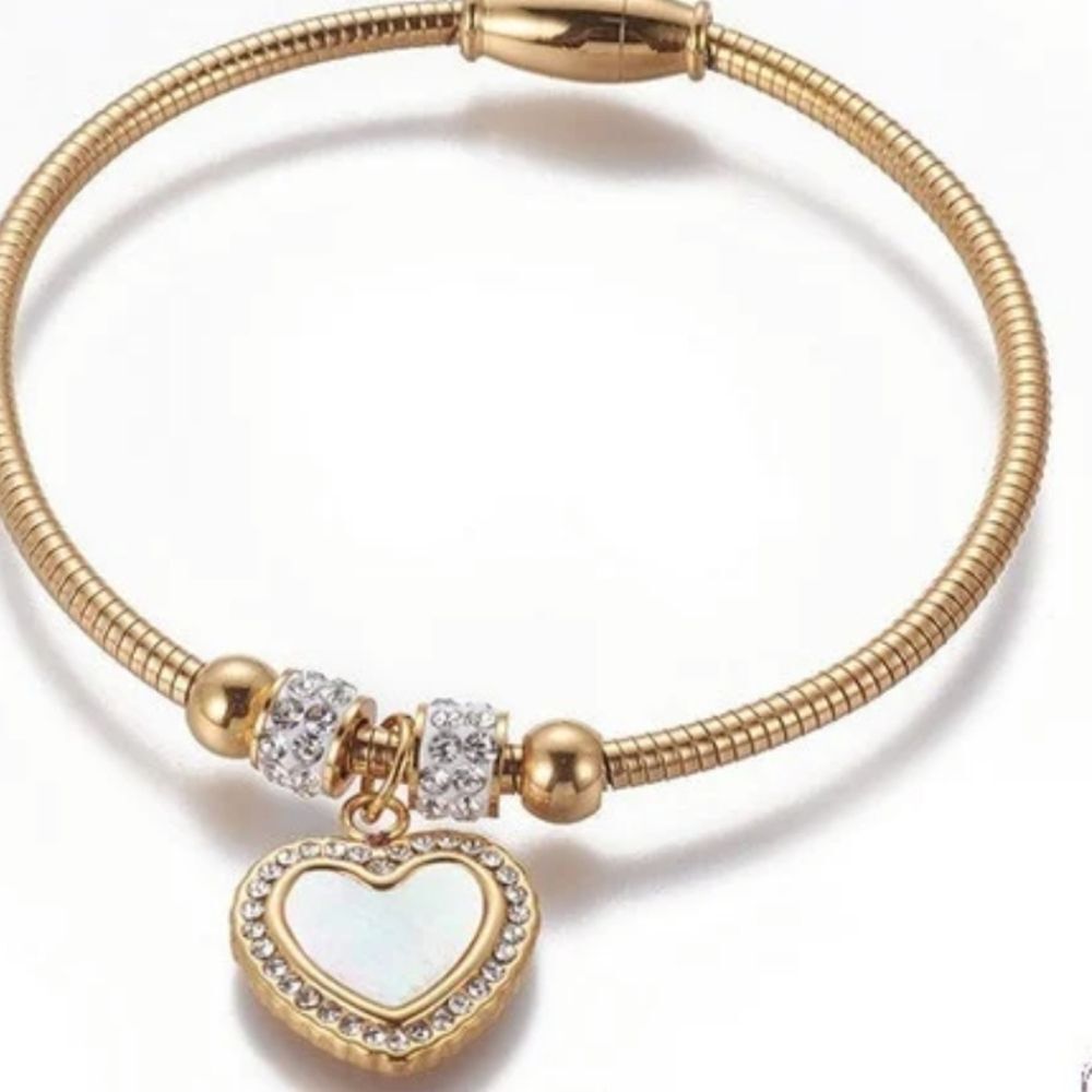 Eye Candy Double-Sided Gold‎ Heart Charm Bracelet